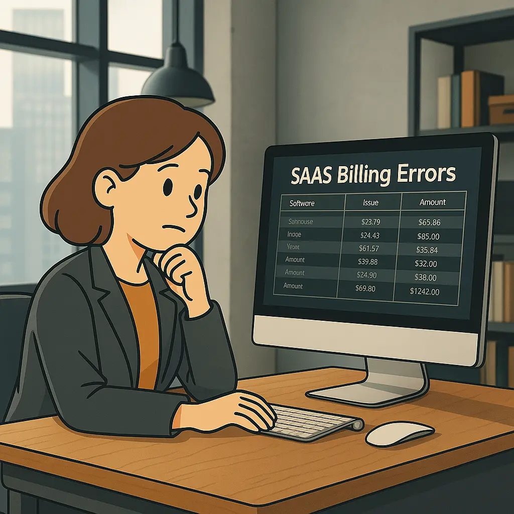 Een computerscherm met factureringswaarschuwingen of een lijst met abonnementen.