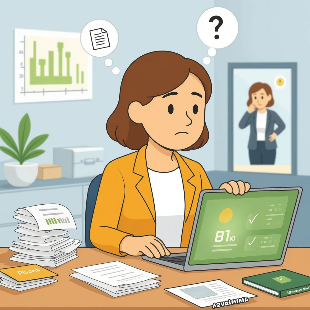 Agnes bekijkt een technische compliance-scan op haar laptop en realiseert dat er meer ontbreekt