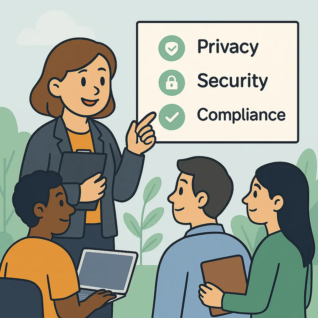 Afbeelding die een persoon toont die een presentatie geeft aan een groep mensen in een kantooromgeving.