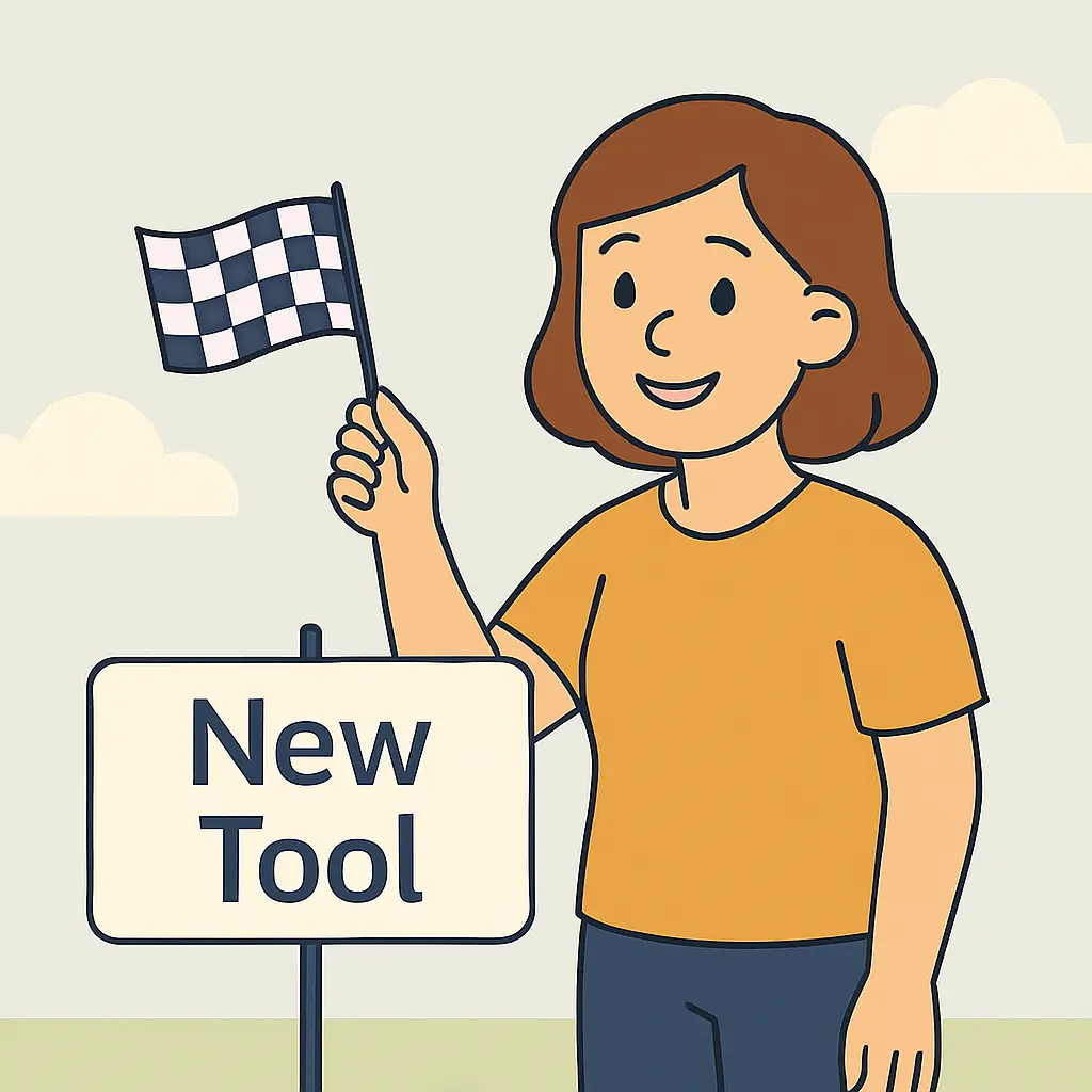 Een persoon heeft de finishvlag in handen