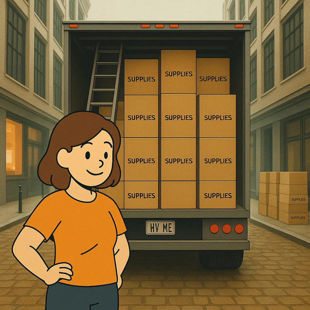 Een afbeelding van een verhuiswagen met meubels