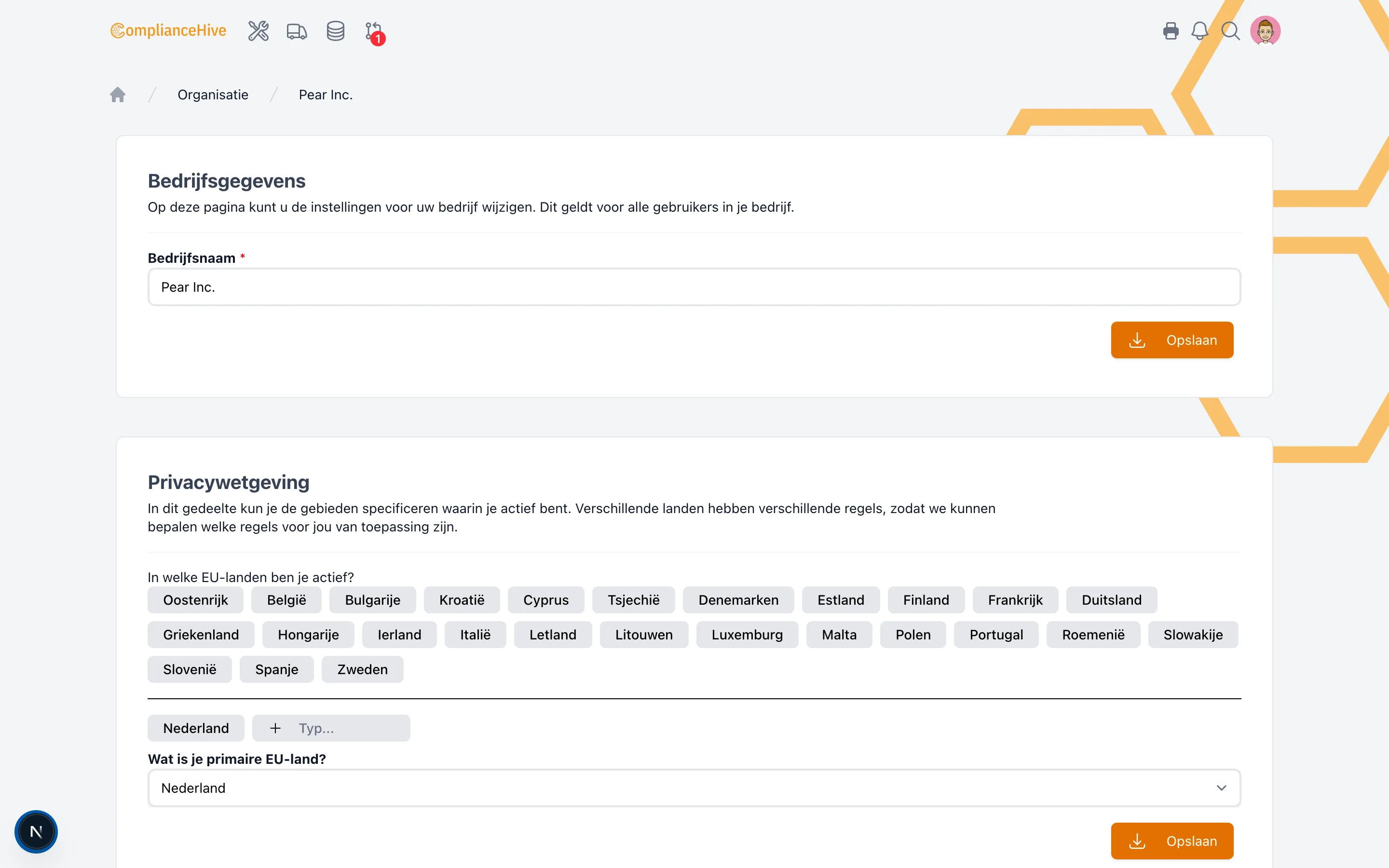 ComplianceHive schermafbeelding